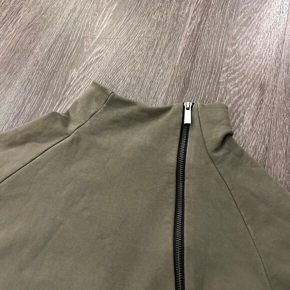 Marcella NYC Alani Olive Sweatshirt Dress Small Funnel Neck Zip Pullover Mini - Picture 13 of 16